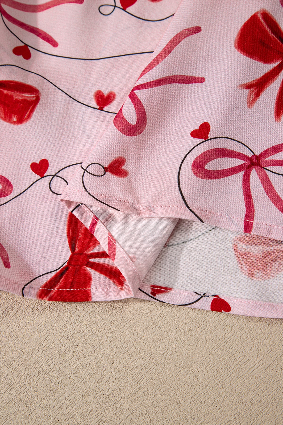 KaleaBoutique Comfortable Bow Print Valentine Long Sleeve Shirt Shorts 2 Pcs Pajama Set - KaleaBoutique.com
