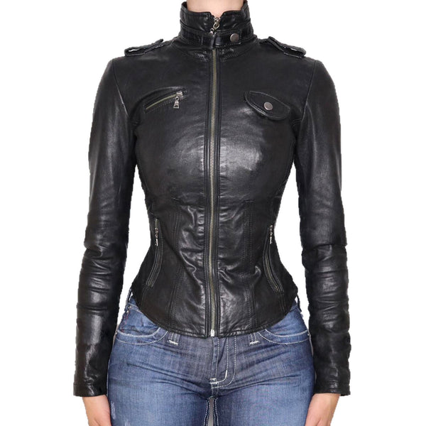 KaleaBoutique Women's Black Patchwork Biker-Style Jacket - KaleaBoutique.com