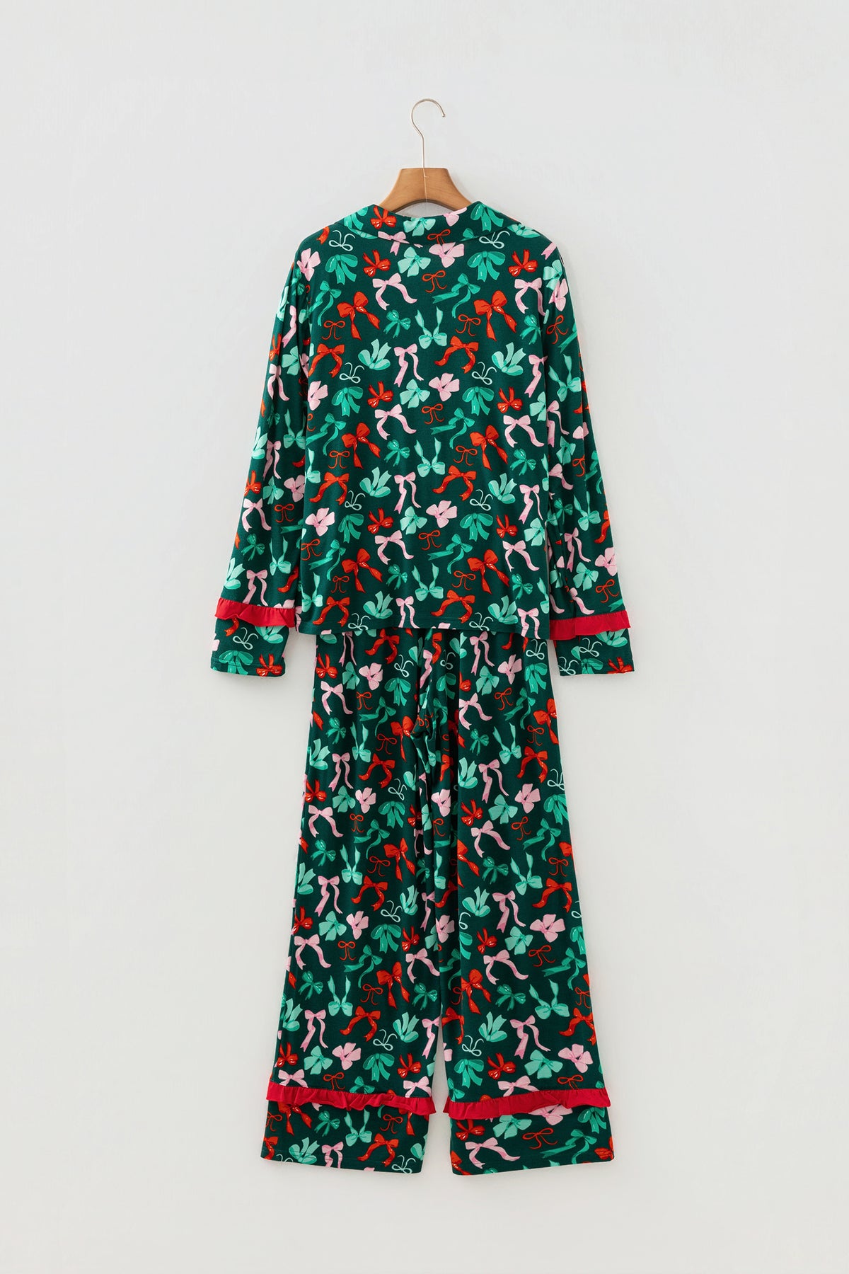 KaleaBoutique Stylish Festive Bow Print 2pcs Pajama Pant Set - KaleaBoutique.com
