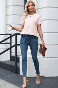 KaleaBoutique Chic Breathable Gauze Half Button Short Sleeve Casual Blouse - KaleaBoutique.com