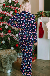 KaleaBoutique Stylish Colorful Christmas Lights Print Shirt and Pants Pajama Set - KaleaBoutique.com