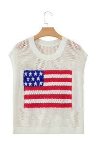 KaleaBoutique Stylish Flag Graphic Short Sleeve Sweater Top - KaleaBoutique.com