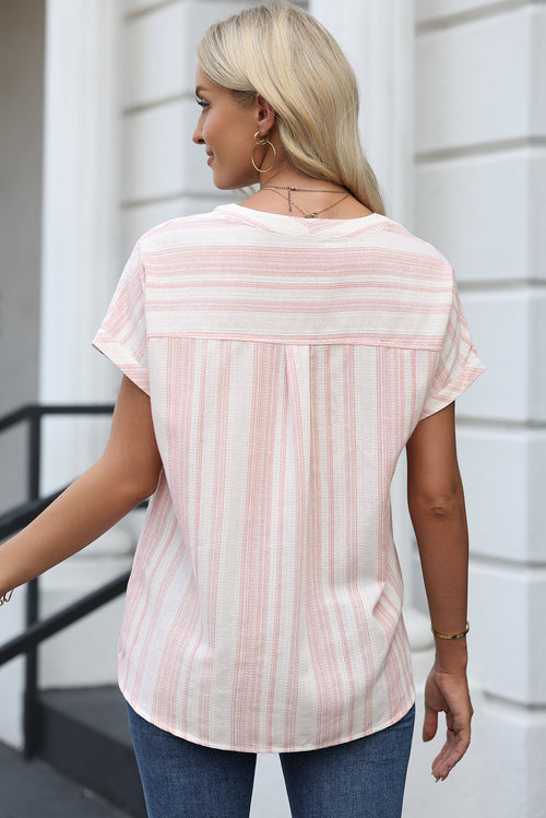 KaleaBoutique Chic Breathable Gauze Half Button Short Sleeve Casual Blouse - KaleaBoutique.com