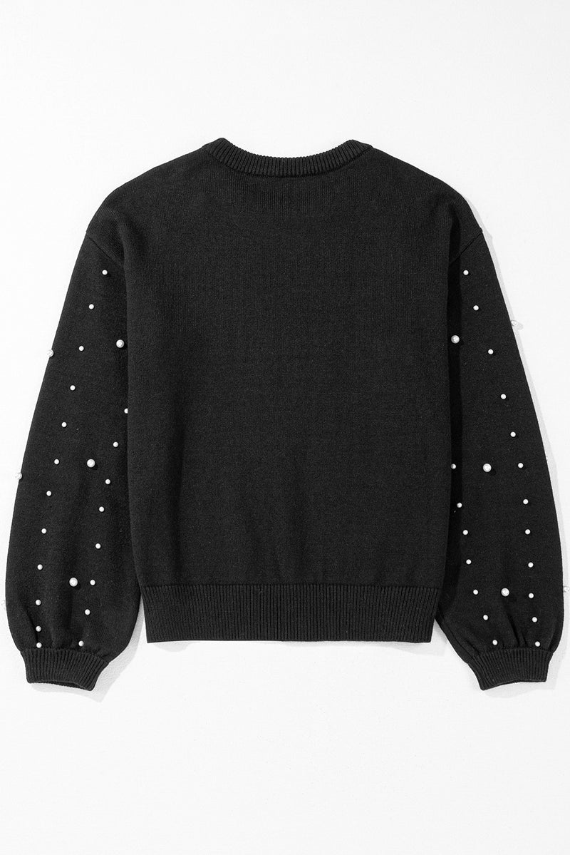 KaleaBoutique Pearled Drop Shoulder Round Neck Sweater - KaleaBoutique.com