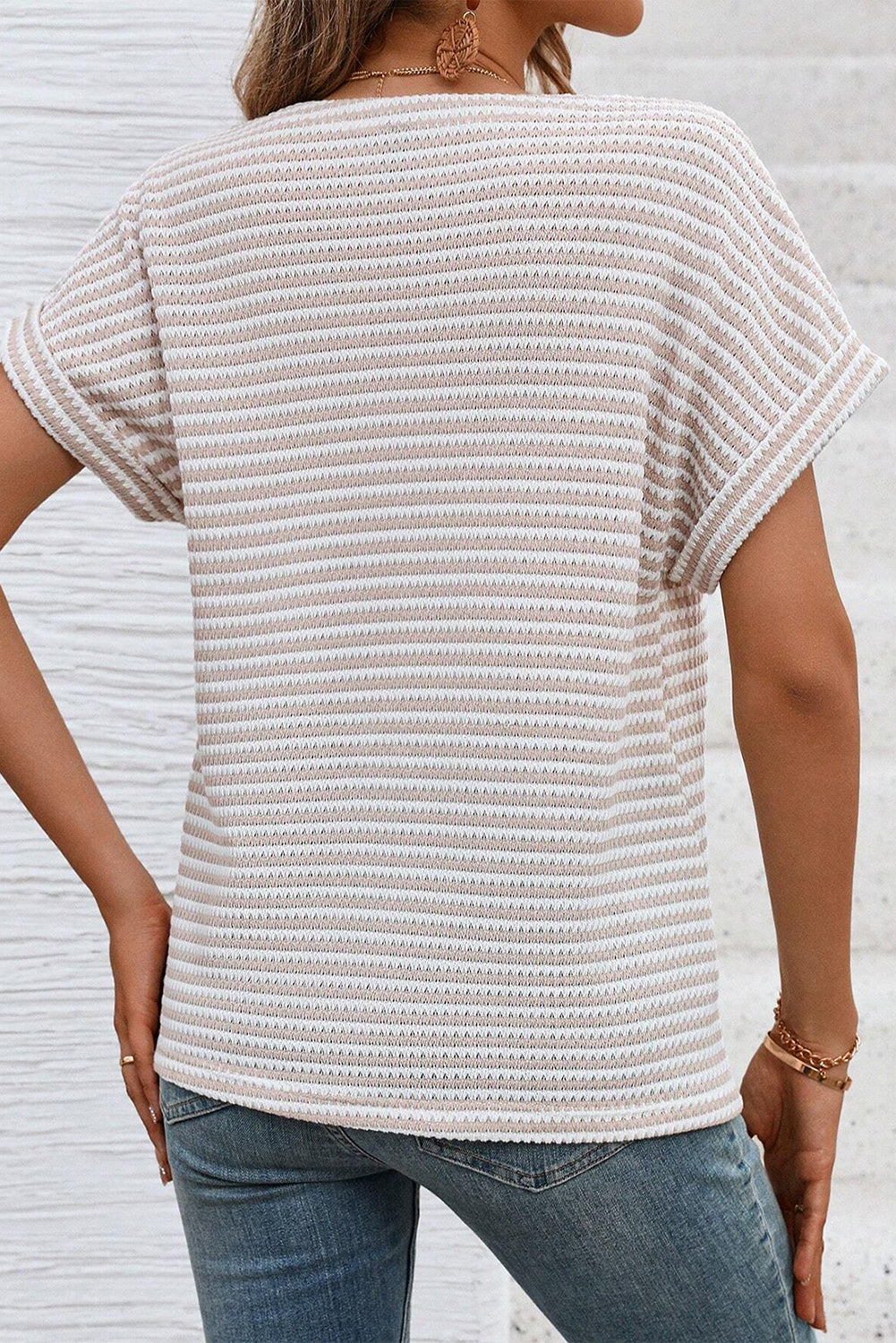 KaleaBoutique Stylish Buttoned Front V Neck Knitted T Shirt - KaleaBoutique.com