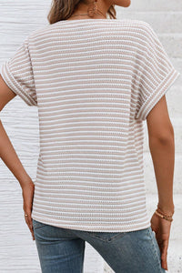 KaleaBoutique Stylish Buttoned Front V Neck Knitted T Shirt - KaleaBoutique.com