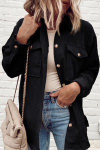 Corduroy Flap Pocket Button Up Shacket - KaleaBoutique.com