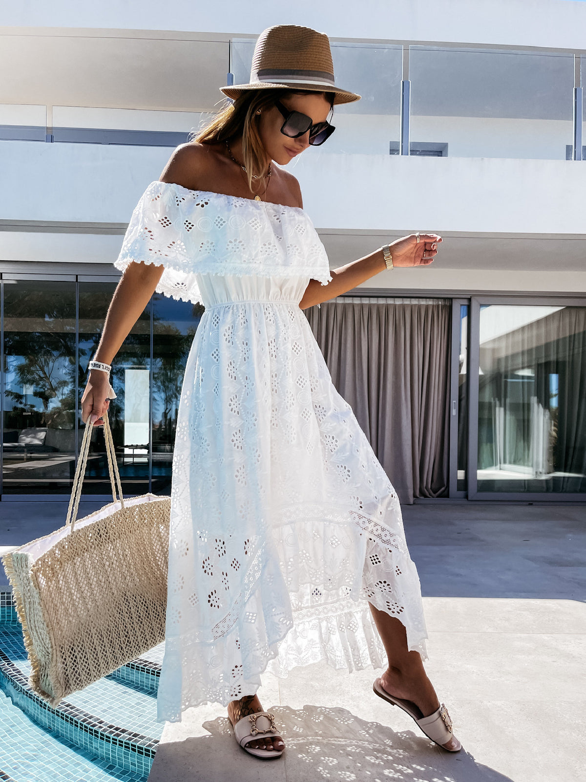 Lace Long Skirt White Beach Skirt New Tube Top One Shoulder Sexy Dress Women - KaleaBoutique.com