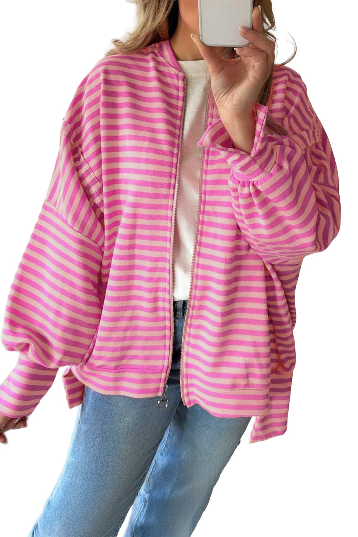 KaleaBoutique Stylish Zip-up Puff Sleeve Zip Jacket Sweatshirt - KaleaBoutique.com