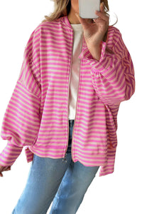 KaleaBoutique Stylish Zip-up Puff Sleeve Zip Jacket Sweatshirt - KaleaBoutique.com