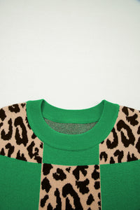 KaleaBoutique Stylish Leopard Checkerboard Short Sleeve Knit Sweater - KaleaBoutique.com