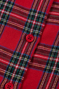 KaleaBoutique Comfortable Dearlovers Plaid Contrast Patched Christmas Holiday Long Sleeve Shirt and Short 2pcs Pajama Set - KaleaBoutique.com