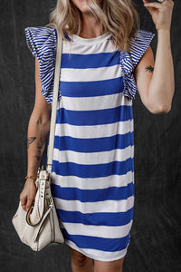 Contrast Ruffled Sleeve T-shirt Dress - KaleaBoutique.com