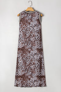 KaleaBoutique Stylish Beautiful Leopard Checkered Double Printed Reversible Sleeveless Long Dress - KaleaBoutique.com