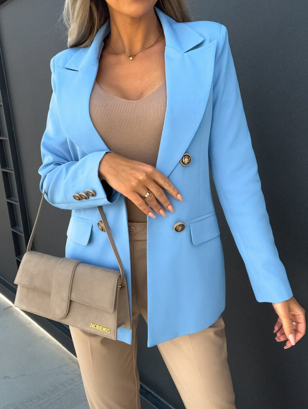 KaleaBoutique Women's Solid-Color Double-Breasted Blazer - KaleaBoutique.com