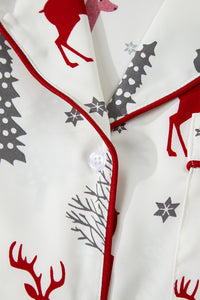 KaleaBoutique Comfortable Christmas Fashion Print Velvet Trim Bow Knot Pajama 2pcs Short Set - KaleaBoutique.com