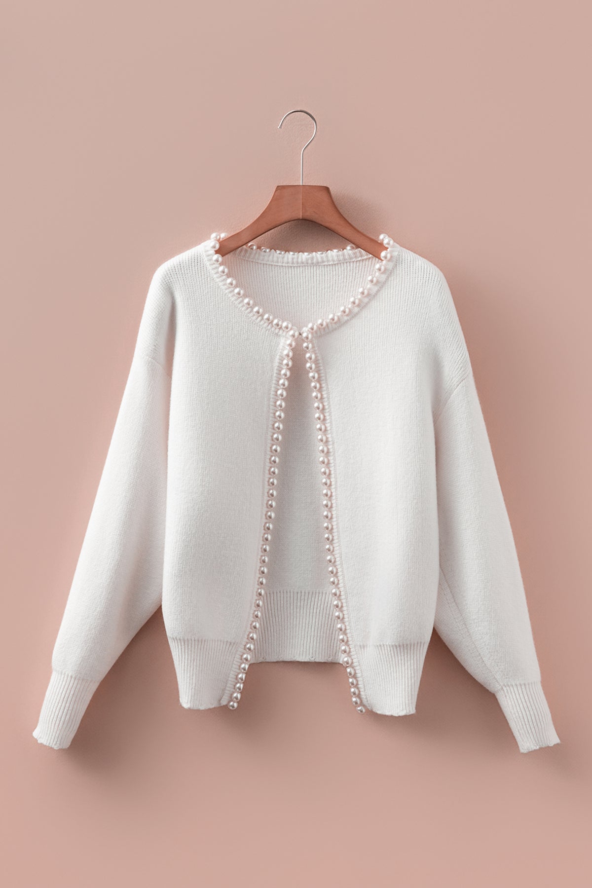 KaleaBoutique Stylish Pearl Embellished Open Front Elegant Cardigan - KaleaBoutique.com