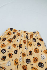 KaleaBoutique Stylish Long Sleeve Ruffle Pumpkin Face Print Two Piece Lounge Set - KaleaBoutique.com
