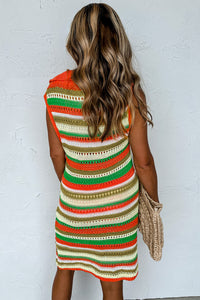 KaleaBoutique Stylish Eyelet Sleeveless Buttoned Split Neck Sweater Dress - KaleaBoutique.com
