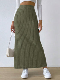Spring Long Skirt High Waist Side Slit Slim Fit Knitted Women's Dress - KaleaBoutique.com