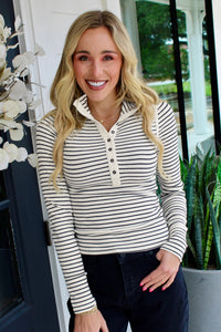 KaleaBoutique Stylish Comfortable Ribbed Knit Half Button Long Sleeve Slim Top - KaleaBoutique.com
