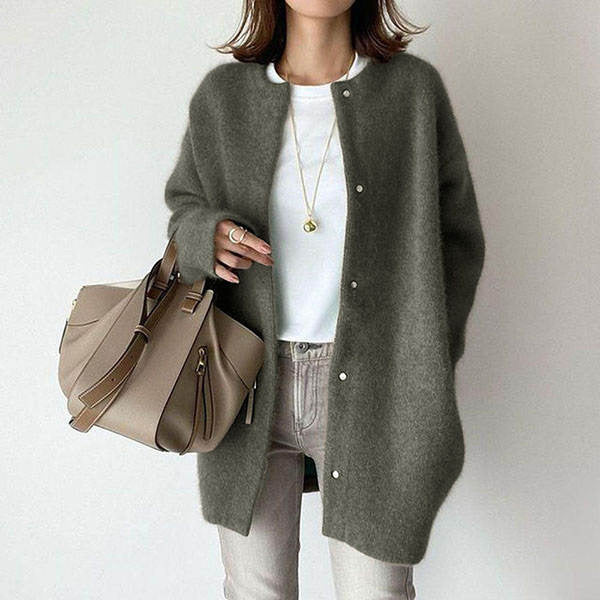 Women's Round-Neck Button-Front Longline Cardigan - KaleaBoutique.com