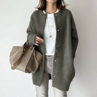 Women's Round-Neck Button-Front Longline Cardigan - KaleaBoutique.com