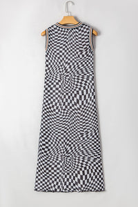 KaleaBoutique Stylish Beautiful Leopard Checkered Double Printed Reversible Sleeveless Long Dress - KaleaBoutique.com