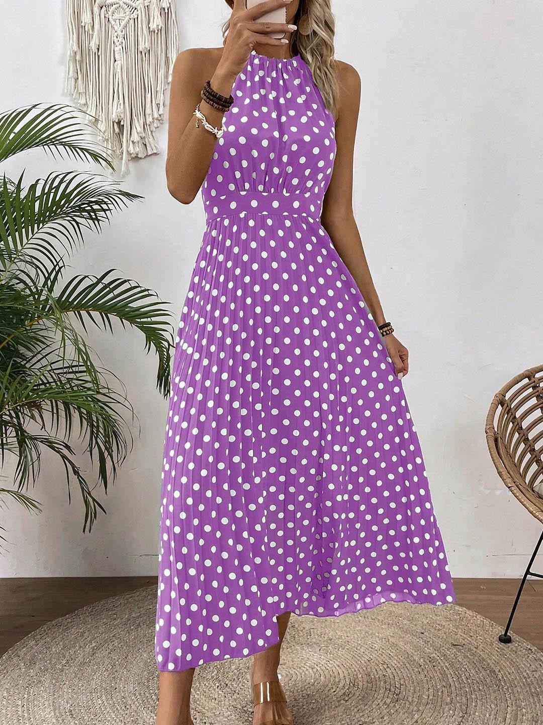 Women's Printed Halter-Neck Gathered-Waist Midi Dress - KaleaBoutique.com