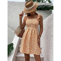 Women's Square-Neck Ruffle-Strap A-Line Mini Dress - KaleaBoutique.com