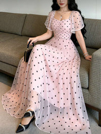 Women's Printed Flutter-Sleeve Ruched-Bodice Maxi Dress - KaleaBoutique.com