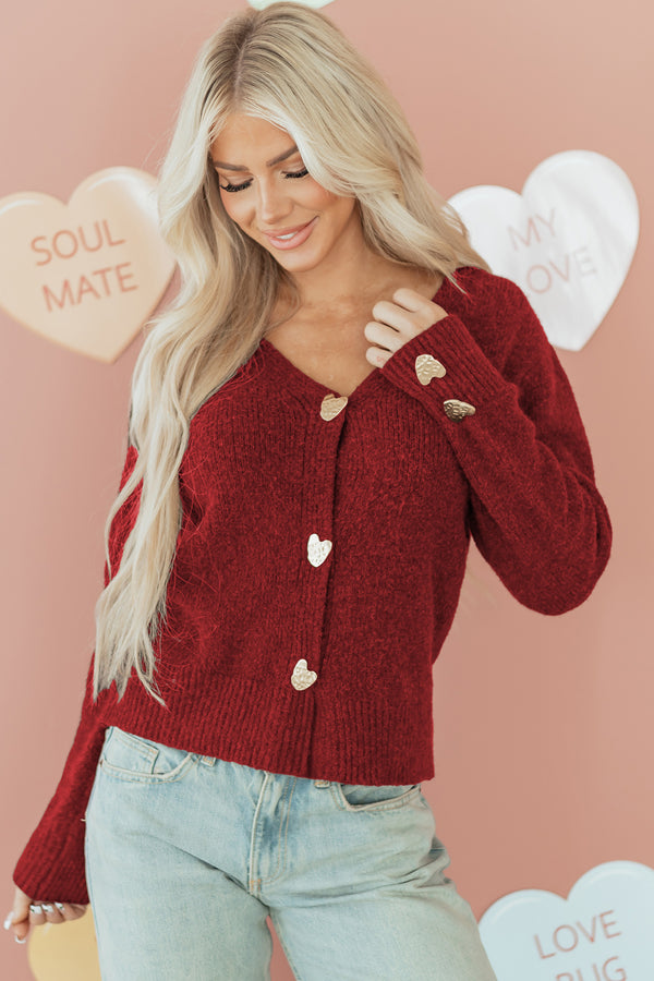 KaleaBoutique Comfortable Heart Metal Button V Neck Cardigan Sweater - KaleaBoutique.com