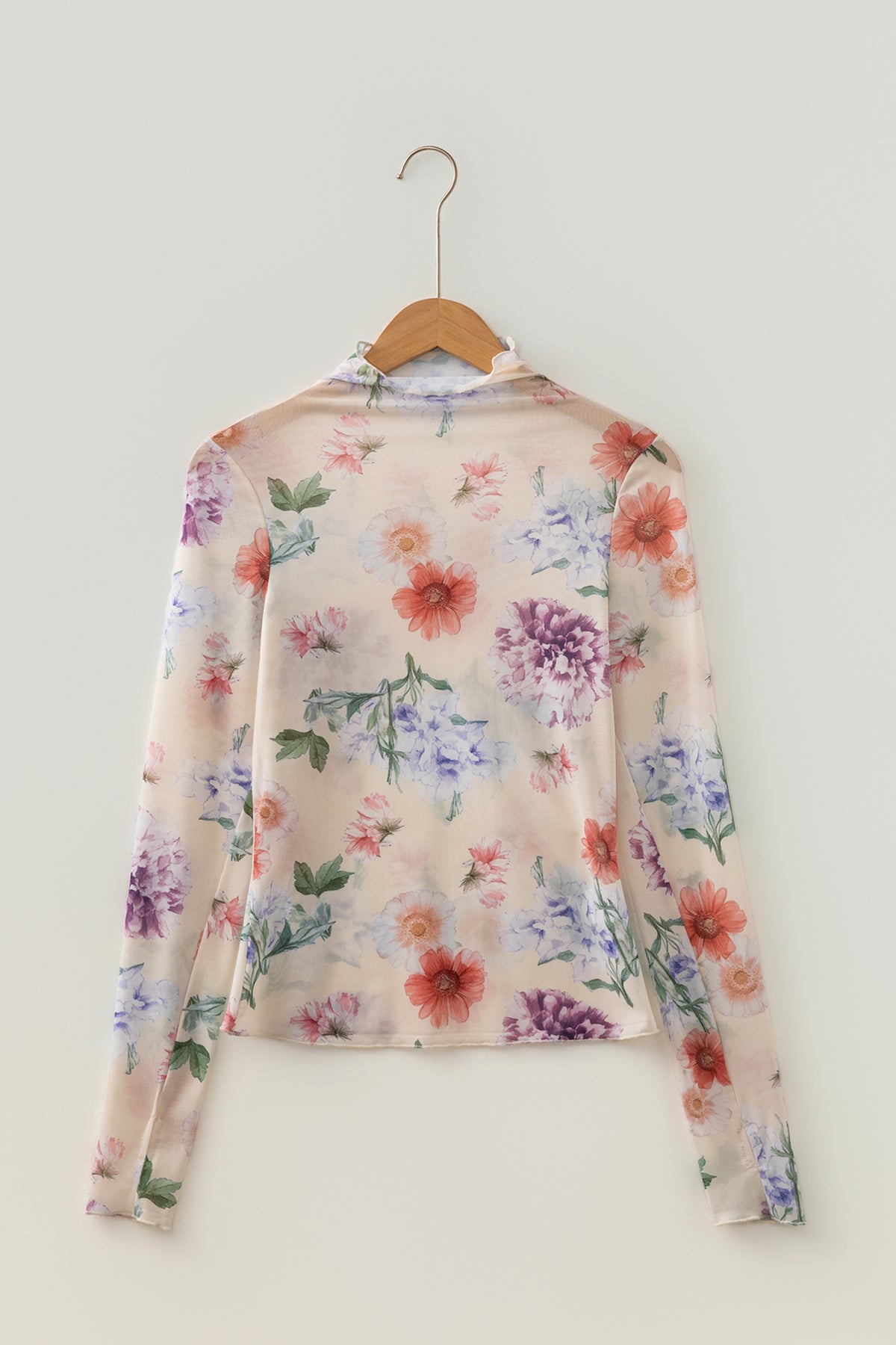 KaleaBoutique Stylish Floral Mesh Thumbhole Long Sleeve Slim Top - KaleaBoutique.com