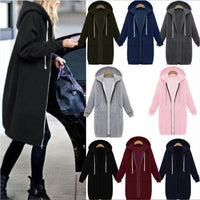 Women's Longline Full-Zip Hooded Sweatshirt with Pockets - KaleaBoutique.com