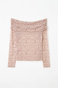 KaleaBoutique Stylish Leopard Print Foldover Off Shoulder Long Sleeve Mesh Top - KaleaBoutique.com