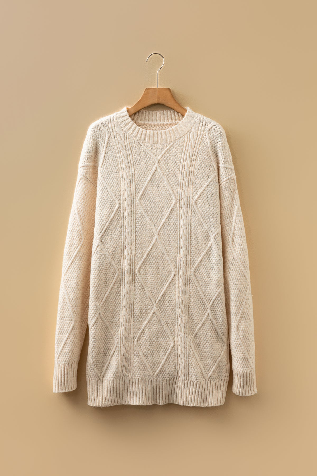 KaleaBoutique Comfortable Cable Knit Drop Shoulder Loose Fit Sweater Dress - KaleaBoutique.com