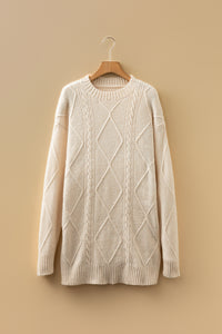 KaleaBoutique Comfortable Cable Knit Drop Shoulder Loose Fit Sweater Dress - KaleaBoutique.com