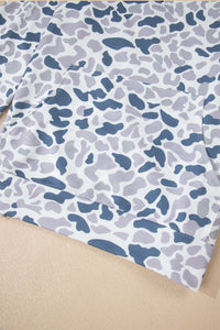 Camouflage Print Kangaroo Pocket Zip Collar Pullover Sweatshirt - KaleaBoutique.com