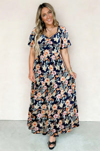 KaleaBoutique Comfortable Short Sleeve Smocked Detail High Waist Floral Maxi Dress - KaleaBoutique.com