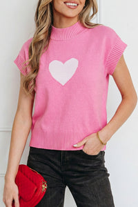 KaleaBoutique Stylish Valentine Heart Graphic Cropped Short Sleeve Sweater - KaleaBoutique.com