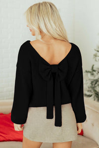 Bow Backless Bubble Sleeve Sweater - KaleaBoutique.com