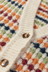 KaleaBoutique Stylish Dotty Pattern Knit Button Front V Neck Sweater Cardigan - KaleaBoutique.com