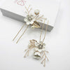 White Flower Bridal Hair Comb, Bridesmaid Floral White Hairpieces, Wedding White Flower Wire Hairpins - KaleaBoutique.com