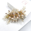 Embossed Metal Flower Hairclip, Gold Leaf Bridal Alligator Floral Wedding Hair Clip, Gold or Silver - KaleaBoutique.com