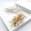 Embossed Metal Flower Hairclip, Gold Leaf Bridal Alligator Floral Wedding Hair Clip, Gold or Silver - KaleaBoutique.com