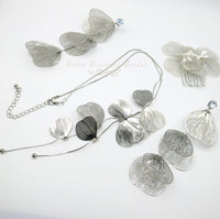 Small Bridal Floral Hair Comb, Laser Cut Flower Hair Comb Headpiece, Dangle Wedding Earrings or Necklace - KaleaBoutique.com