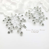 Bridal Blue Crystal Earrings, Rhinestone Earrings, Bridesmaid Dangle Crystal Earrings, Wedding Gold or Silver Wire Large Earrings - KaleaBoutique.com