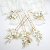 Set of 3 Flower Hairpins or Bridal Earrings, Wedding U-Shaped Floral Hairpins or Crystal Dangle Earrings - KaleaBoutique.com