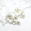 White Floral Ceramic Earrings, Bridal White Clay Big Flower Earrings, Wedding Porcelain Large Flower Earrings - KaleaBoutique.com