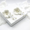 White Magnolia Floral Ceramic Earrings, Bridal White Clay Big Flower Earrings, Wedding Porcelain Large Flower Earrings - KaleaBoutique.com